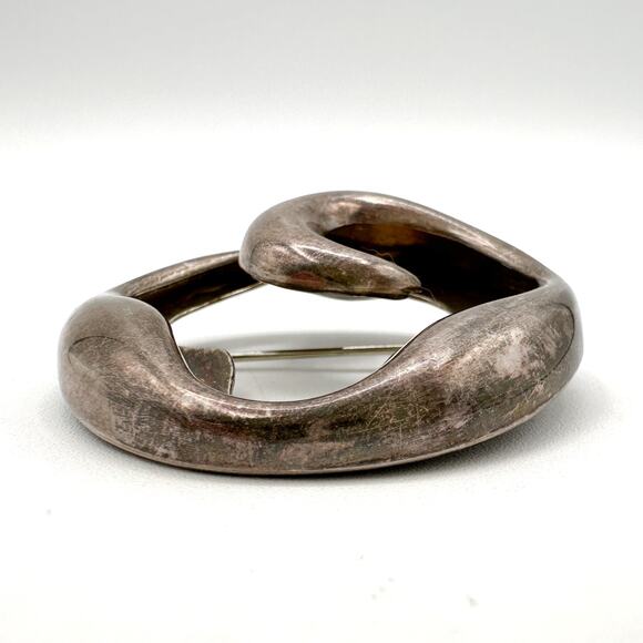 Zina of Beverly Hills Sterling Silver Brooch Biomorphic Modernist Circle Pin 925 - Picture 3 of 13